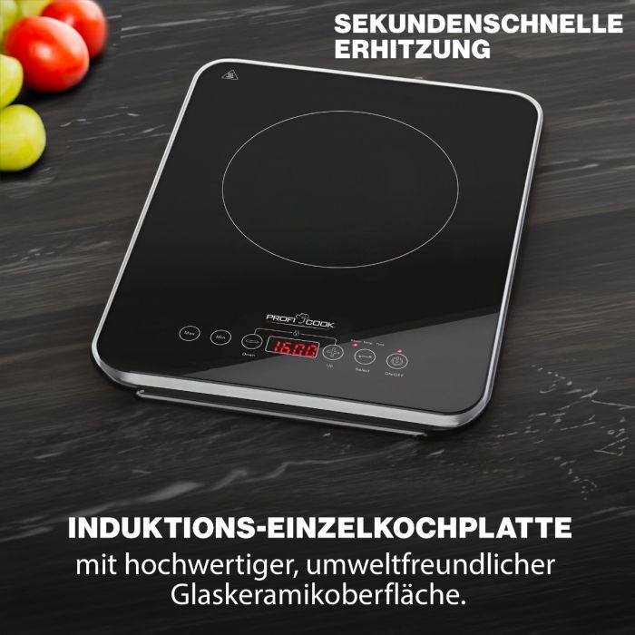 PC-EKI schwarz/silber 1062 ProfiCook Induktions-Einzelkochplatte Proficook
